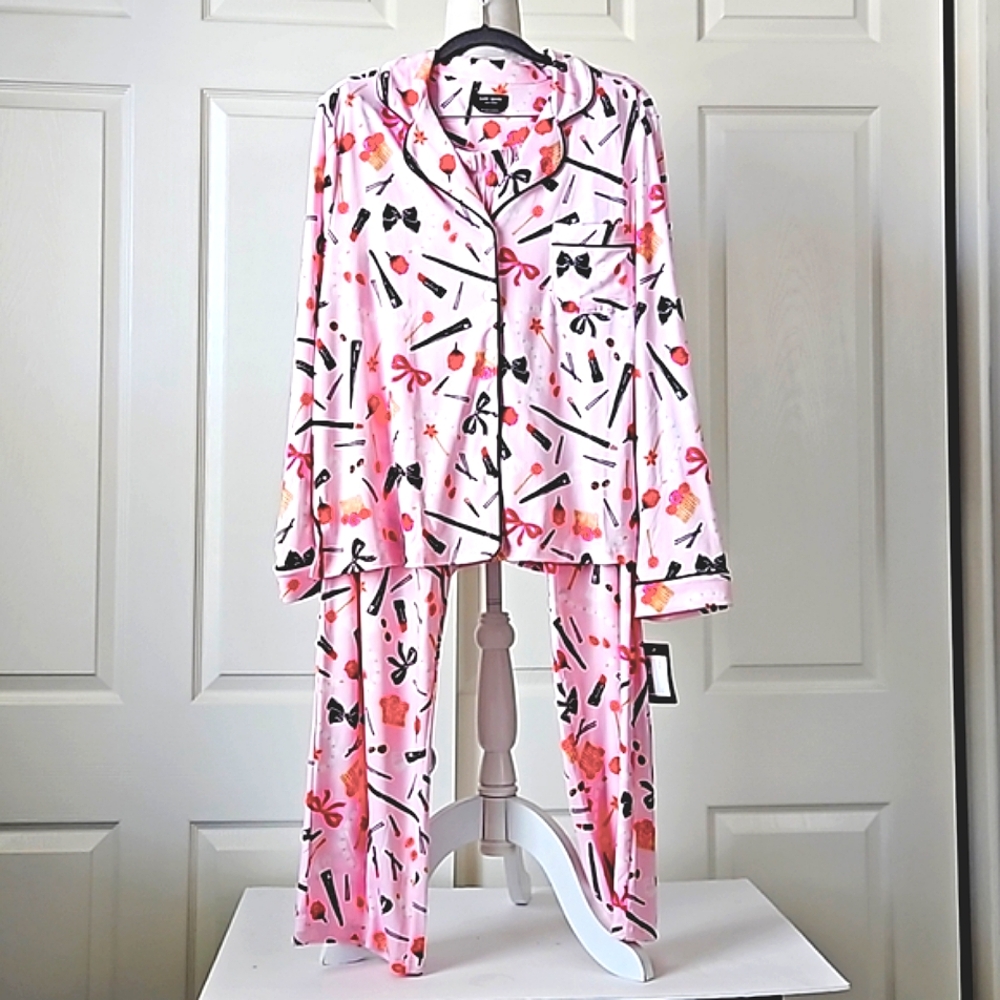 Kate Spade Pink and Black Patterned Pajama Set